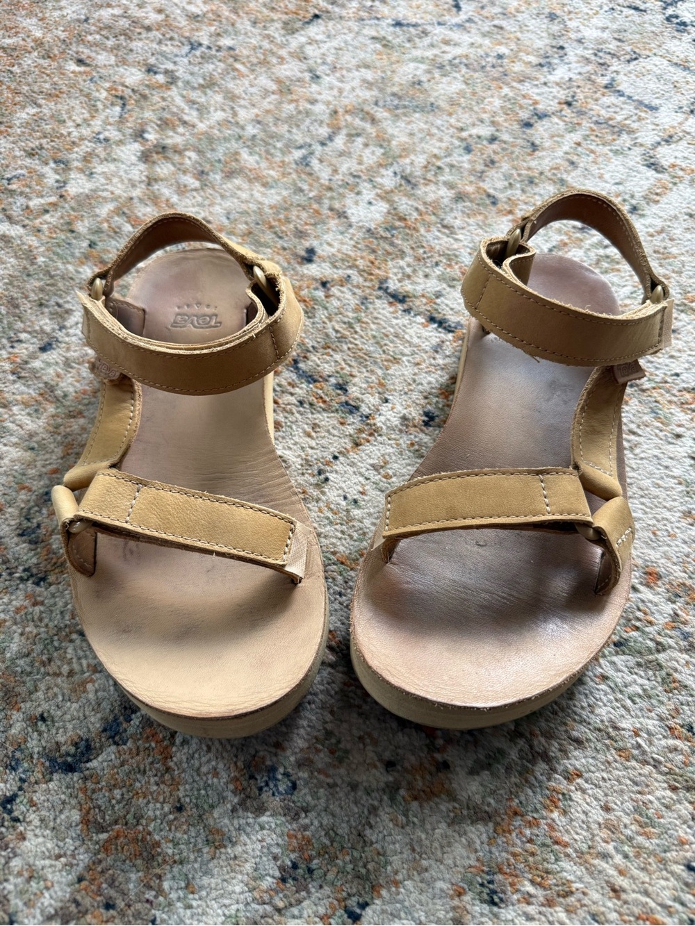Teva Tan Leather Universal Strappy Velcro Sandals